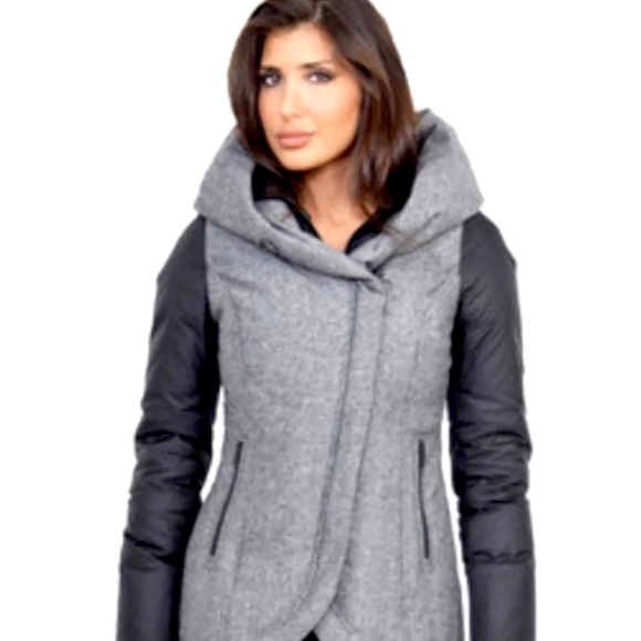 Soia & Kyo Jackets & Blazers - SOIA & KYO • Tweed Contrast Sleeve Wool Down Coat